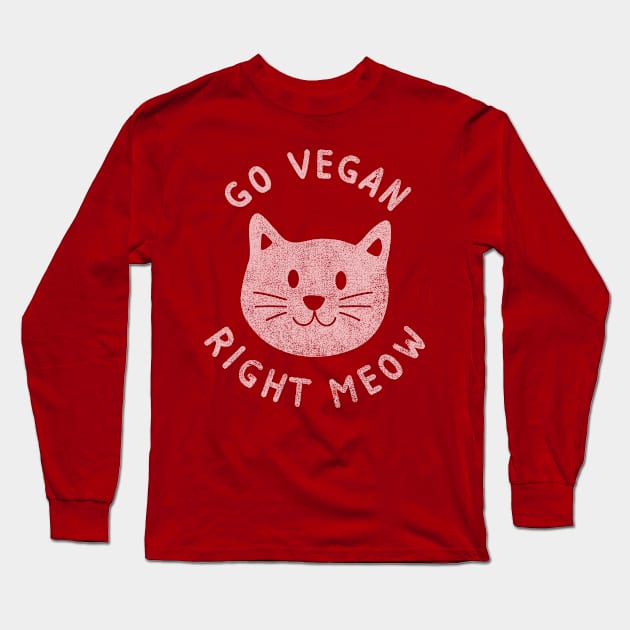 Go Vegan Right Meow Cat Face Long Sleeve T-Shirt by yeoys